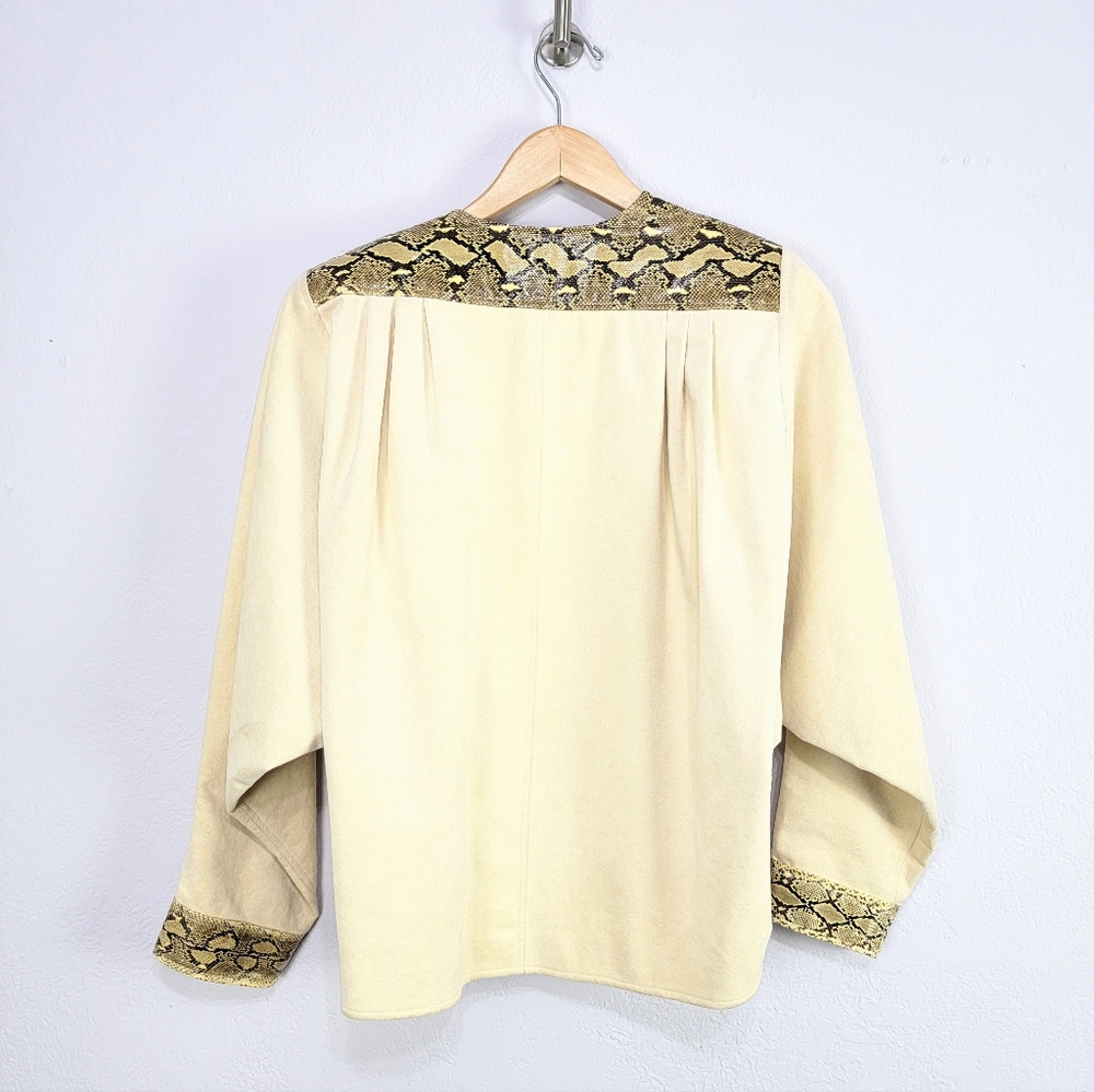 Vintage Kohler UltraSuede Snakeskin Trim Open Jacket Size 10 Union USA - Picture 3 of 15